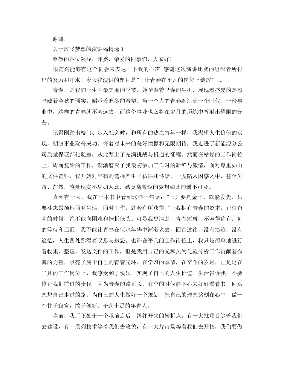关于放飞梦想的演讲稿精选范文 _第3页