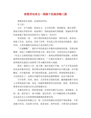 致敬劳动者五一国旗下的演讲稿三篇 
