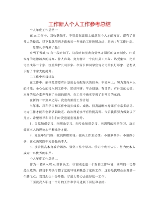 工作新人个人工作参考总结 