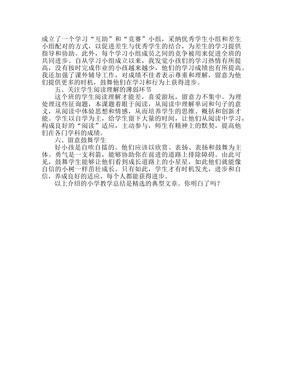 小学教学工作参考总结精选范文 _第2页