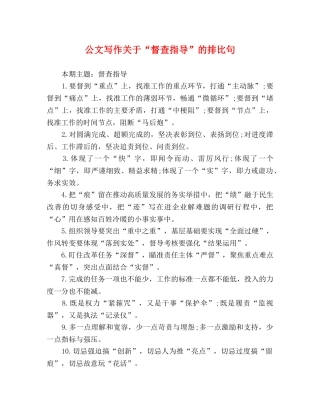 公文写作关于“督查指导”的排比句 