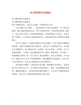 见习期考核时自我鉴定 