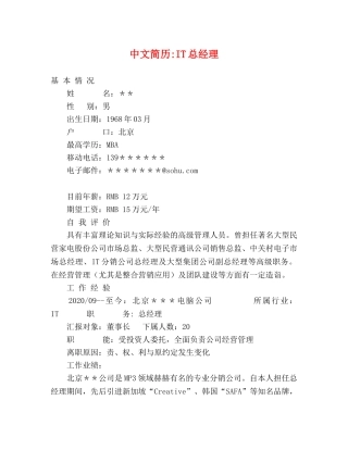 中文简历-IT总经理 