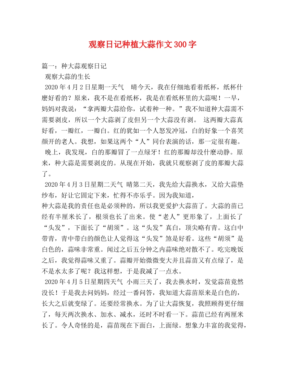 观察日记种植大蒜作文300字 _第1页