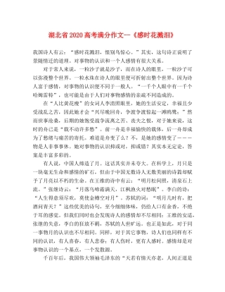 湖北省2024高考满分作文--《感时花溅泪》 