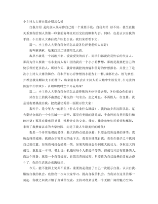 小主持人大赛自我介绍怎么说 