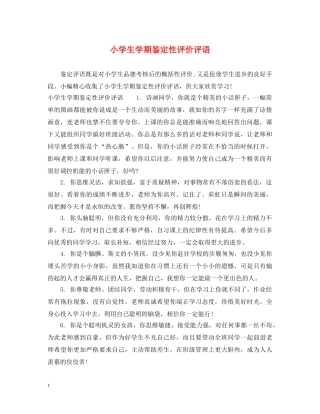 小学生学期鉴定性评价评语 