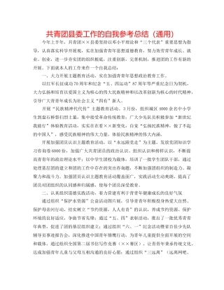 共青团县委工作的自我参考总结（通用） 