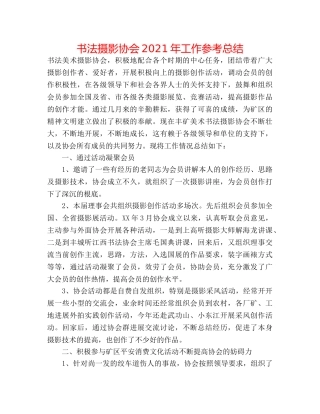 书法摄影协会2024年工作参考总结 