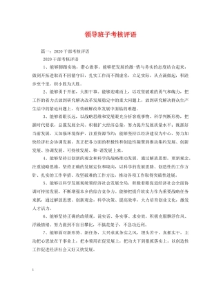 领导班子考核评语 