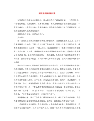 副职竞岗演讲稿2篇 