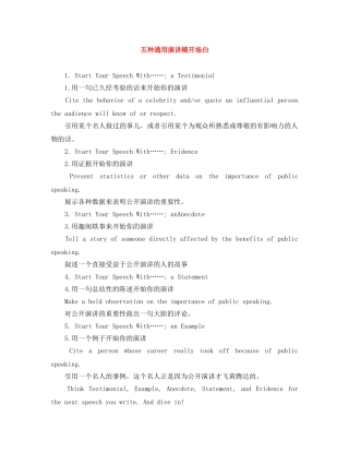 五种通用演讲稿开场白 