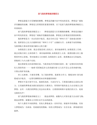 放飞我的梦想演讲稿范文 