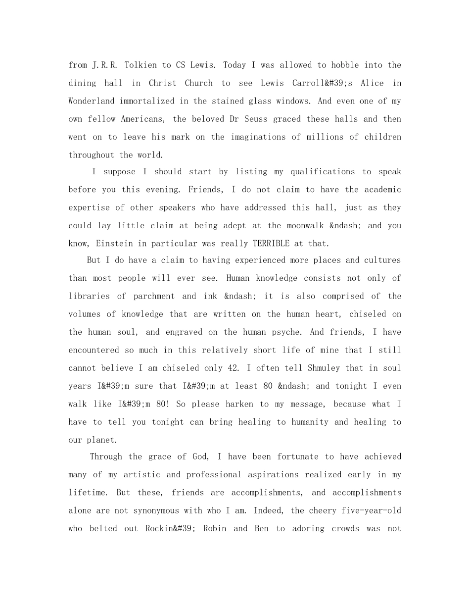 迈克尔·杰克逊2024年牛津英语演讲稿 _第2页