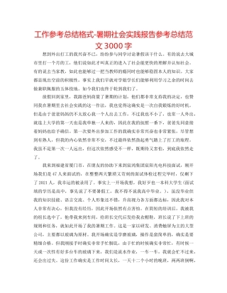 工作参考总结格式-暑期社会实践报告参考总结范文3000字 