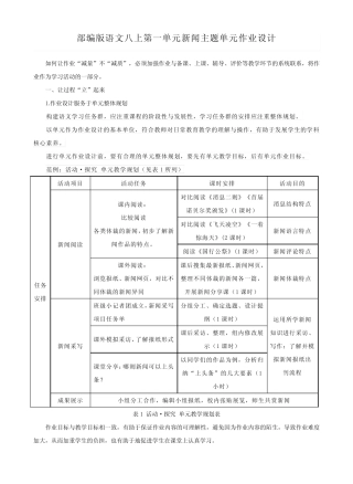 第一单元“新闻主题”单元作业设计2023-2024学年统编版语文八年级上册