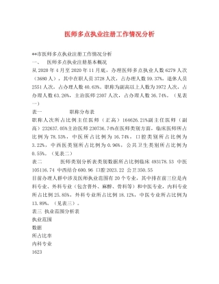 医师多点执业注册工作情况分析 