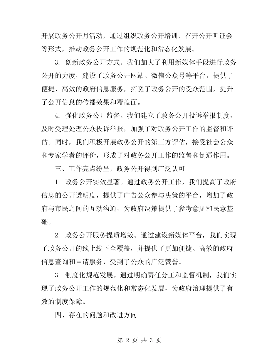 2024年政务公开工作总结发言稿 _第2页