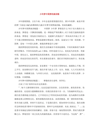 少年梦中国梦的演讲稿 