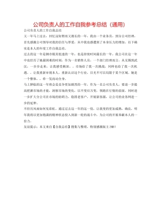 公司负责人的工作自我参考总结（通用） 