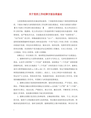 关于党的工作纪律方面自我鉴定 