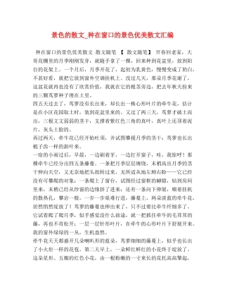 景色的散文_种在窗口的景色优美散文汇编 