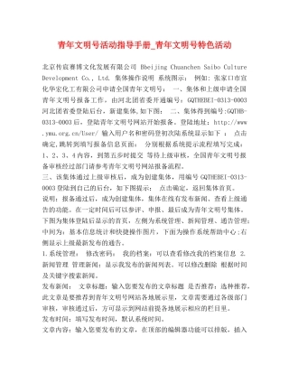 青年文明号活动指导手册_青年文明号特色活动 