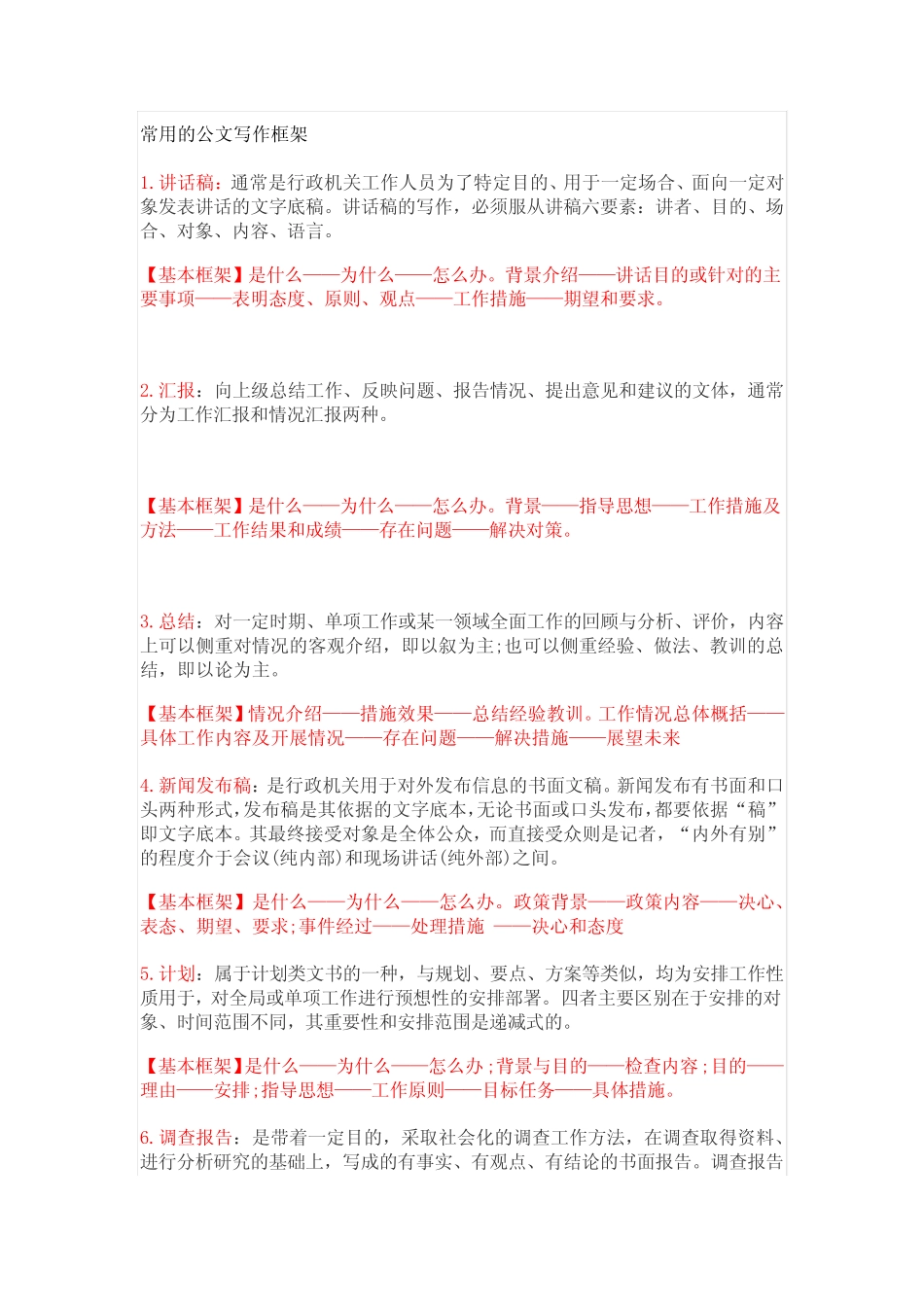 常用的7个公文写作框架 _第1页
