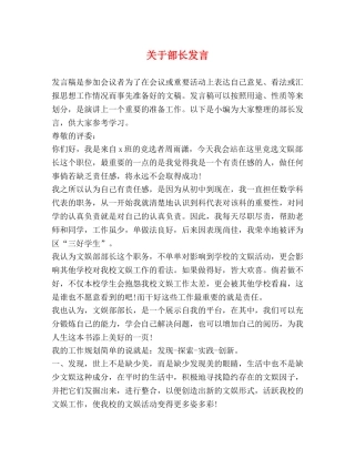 关于部长发言 