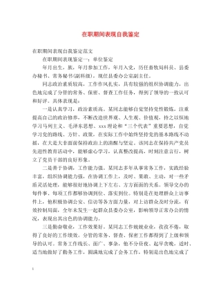 在职期间表现自我鉴定 