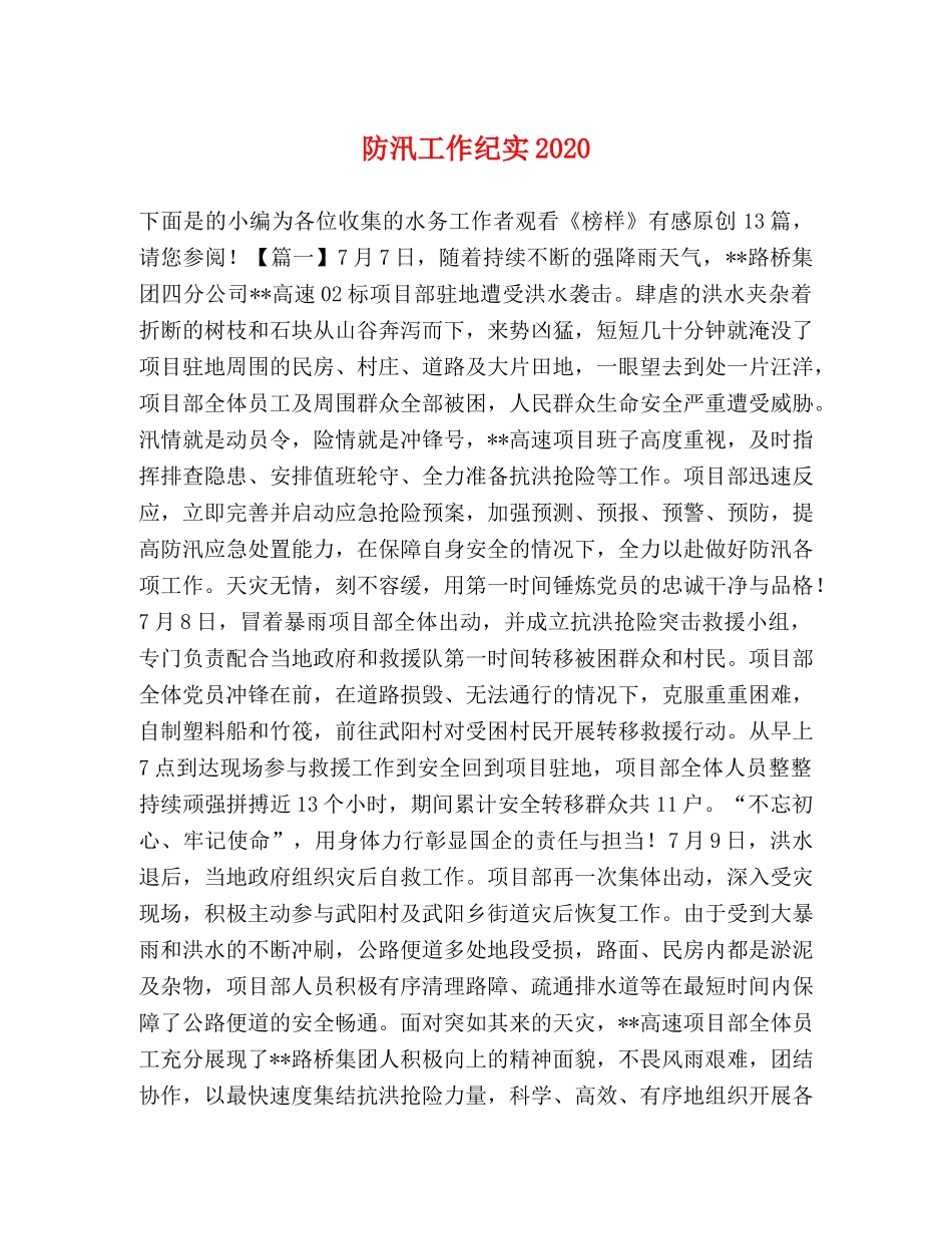 防汛工作纪实2024 _第1页