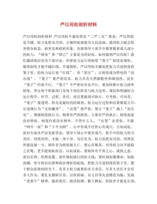 严以用权剖析材料 