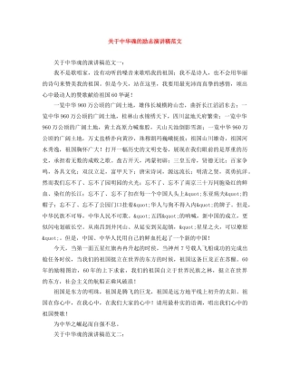 关于中华魂的励志演讲稿范文 
