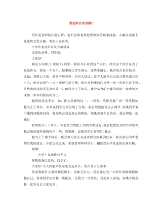 竞选班长发言稿- 