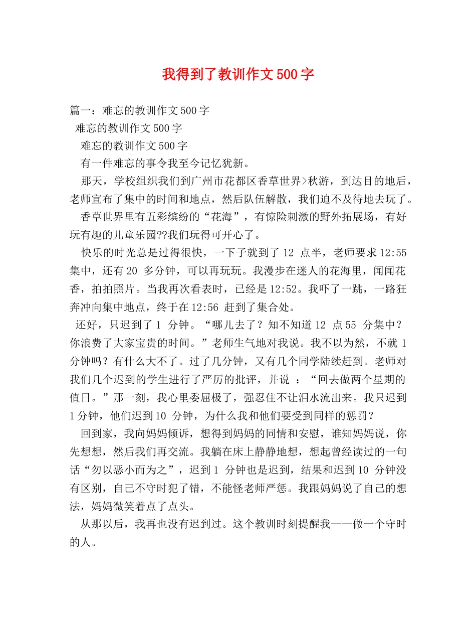 我得到了教训作文500字 _第1页