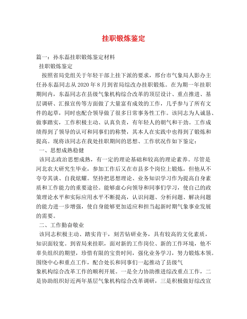 挂职锻炼鉴定2 _第1页