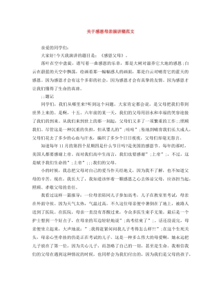 关于感恩母亲演讲稿范文 