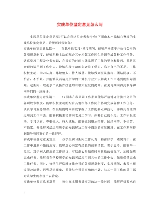 实践单位鉴定意见怎么写 