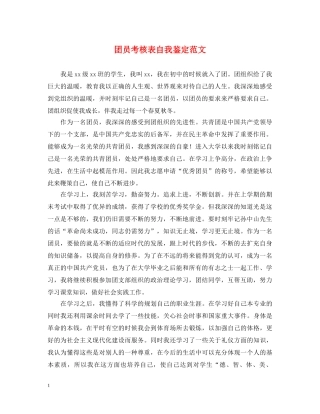 团员考核表自我鉴定范文2 
