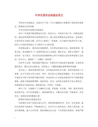 生团员自我鉴定范文 