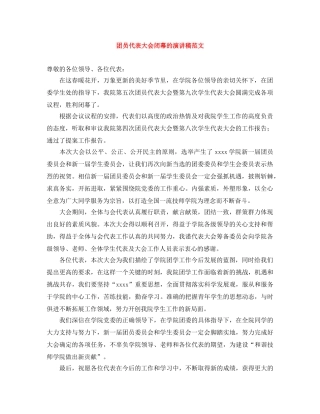 团员代表大会闭幕的演讲稿范文 