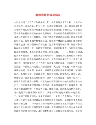 假如我是财政局局长 
