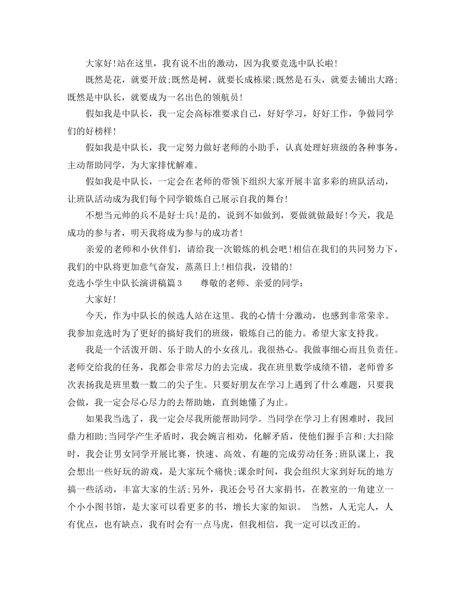 竞选小学生中队长演讲稿 _第2页