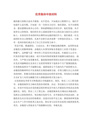 优秀集体申报材料 
