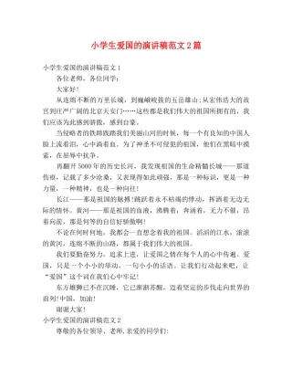 小学生爱国的演讲稿范文2篇 