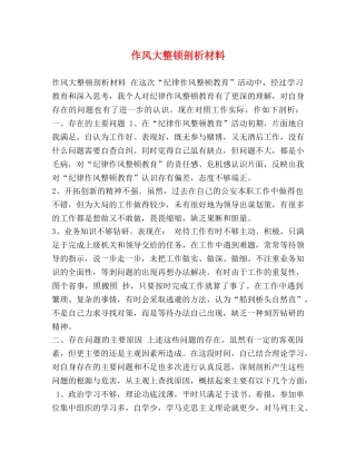 作风大整顿剖析材料 