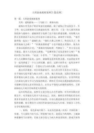 大班游戏观察案例[5范例] 