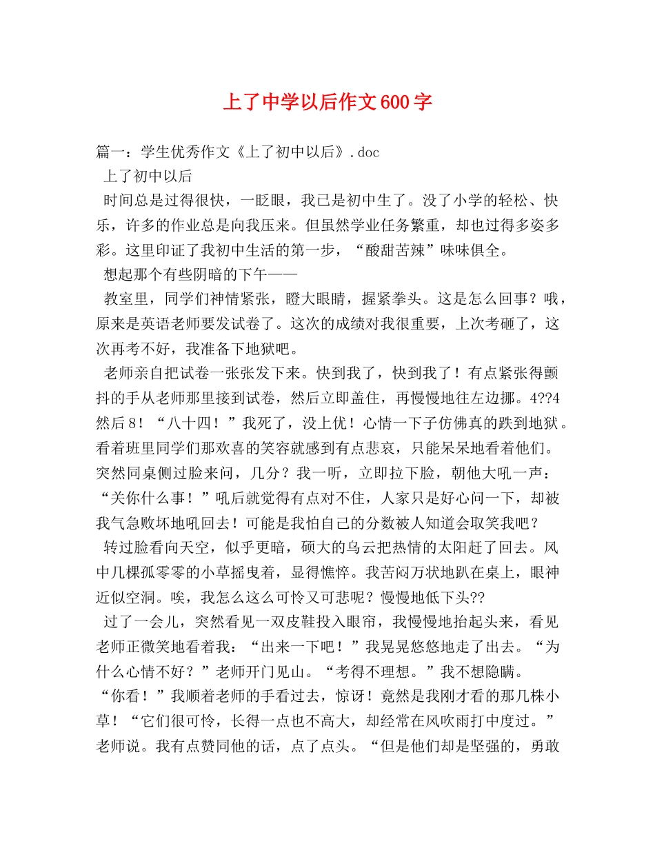 上了以后作文600字2 _第1页