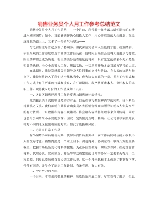 销售业务员个人月工作参考总结范文 