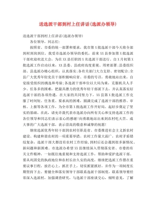 送选派干部到村上任讲话(选派办领导) 